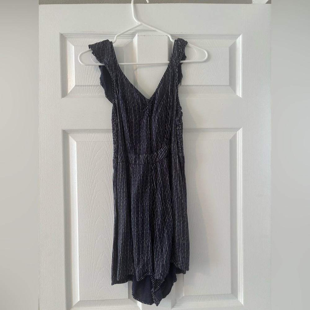American Eagle Navy and White Striped Romper